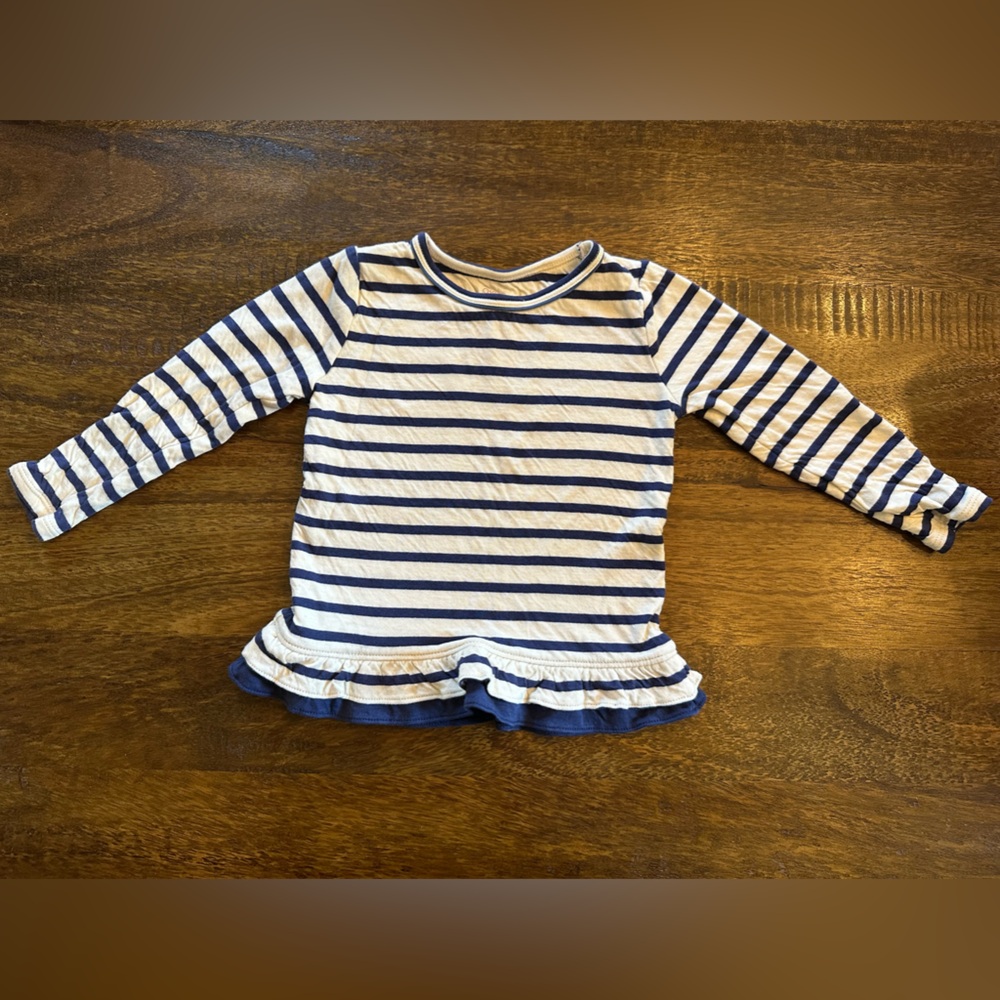 Oso & Me Kids Striped Long Sleeve Ruffle Hem Shirt